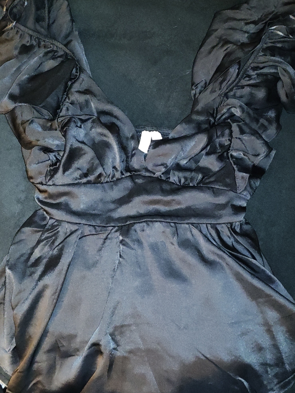 Inspired Hearts One-Shoulder Satin Ruffle Dress in Black